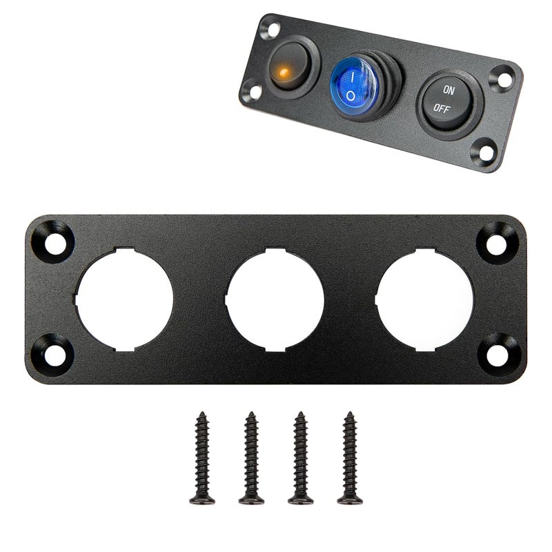 SDAQGE Switch Panel, Round 12 Volt Marine Switch Panel Aluminum Waterproof Rocker Switch Panel for Car Truck Marine Boat Rv Vehicle (3 Way) - Image 1